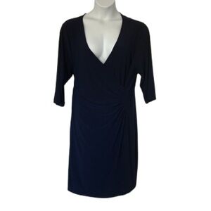 LAUNDRY by Shelli Segal 3/4 Length Sleeve Faux Wrap Dress — Navy Women’s Size 2X